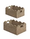 Cesta de Armazenamento de Vime StorageWorks - Conjunto de 2 com Borda Ondulada