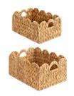 Cesta de Armazenamento de Vime StorageWorks - Conjunto de 2 com Borda Ondulada