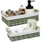 Cesta de armazenamento DUOER, cestos de vime, conjunto de 2 cordas de papel verde