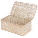 Cesta de armazenamento FEIALNDUO Cestos de prateleira de vime com tampa de ervas marinhas