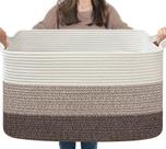 Cesta de armazenamento Goodpick 55x38x30 cm Tecido de algodão marrom branco