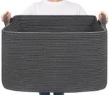 Cesta de Armazenamento Goodpick Retangular em Algodão Cinza Escuro - 85L