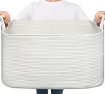 Cesta de armazenamento Goodpick Woven Cotton Rope 55x38x30cm branca