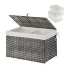Cesta de armazenamento GREENSTELL 65L de vime com tampa e forro cinza