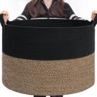 Cesta de Armazenamento INDRESSME 90L - Corda de Algodão - Mix Preta