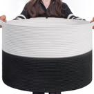 Cesta de Armazenamento INDRESSME de Corda de Algodão - 90L - Branca e Preta
