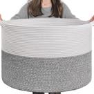 Cesta de Armazenamento INDRESSME Grande (90L) - Corda de Algodão Cinza