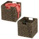Cesta de armazenamento MDesign Natural Woven Hyacinth Cube, pacote com 2