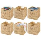 Cesta de armazenamento MDesign Woven Hyacinth Cube, pacote com 6 unidades, natural