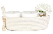 Cesta de armazenamento Mkono Small para vaso sanitário, branca