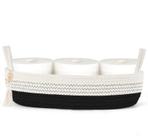 Cesta de armazenamento Mkono Toilet Tank Top Boho Preto/Branco Algodão