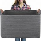 Cesta de Armazenamento OIASKET Extra Grande (95L) para Cobertores e Brinquedos - Cinza Cesta de Armazenamento OIASKET Extra Grande (95L) para Cobertores e Brinquedos - Cinza