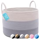 Cesta de armazenamento OrganiHaus cinza para cobertores 50x33cm de algodão