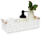Cesta de armazenamento pequena Cestos de vime para organizar com alça Caixas de armazenamento decorativas para bancada Cesta de papel higiênico para tanque de banheiro Conjunto de cestos pequenos, branco