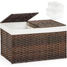 Cesta de armazenamento SETVSON Rattan Woven com tampa 65L (marrom)