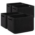 Cesta de armazenamento SIXDOVE, corda de algodão tecida 33x23x20 cm, preta x4 Cesta de armazenamento SIXDOVE, corda de algodão tecida 33x23x20 cm, preta x4