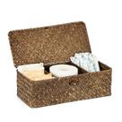 Cesta de armazenamento Sumnacon Seagrass com tampa de vime com 3 compartimentos Cesta de armazenamento Sumnacon Seagrass com tampa de vime com 3 compartimentos