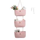 Cesta de armazenamento TeokJ de 3 camadas de algodão para pendurar na parede rosa