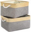 Cesta de armazenamento TheWarmHome, pacote com 3, 36 x 25 x 18 cm, tecido cinza e dourado