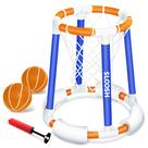Cesta de basquete de piscina Sloosh flutuante com bolas e bomba azul