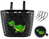 Cesta de bicicleta YeloYolker Boys com Bell Dinosaur para crianças e scooter
