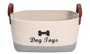 Cesta de brinquedos de algodão para cães Morezi 42x27x19cm Bege Cinza