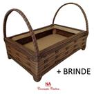 Cesta de café da manhã com alça artesanal rustica decorativa 30 cm marrom café