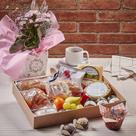 Cesta de Café da Manhã Presente Senhorita + Muffin + Flor Caminho da Fazenda