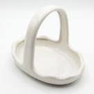 Cesta de Cerâmica Retrô com Bordas Onduladas cor:OFF WHITE