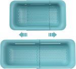Cesta de coador de pia, coador extensível HUOGUO Cesta de drenagem ajustável de frutas e vegetais para cozinha (comprimento 14,3 polegadas - 19,4 polegadas, verde)