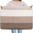 Cesta de cobertor OIAHOMY Extra Large 95L, algodão, gradiente, marrom