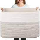 Cesta de Cobertor OIASKET XXXL - Grande, 108L, Corda de Algodão