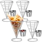 Cesta de cone de batatas fritas com suporte para batatas fritas com molhos x4