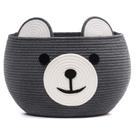 Cesta de corda de algodão CherryNow Bear Design 40x27 cm cinza