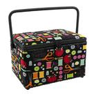 Cesta de Costura Grande Dritz con Bandeja, Negra 29x22x19 cm