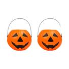 Cesta De Doces Em Forma De Abóbora Para Halloween, 2 Peças, Baldes Decorativos Portáteis Para Festa
