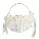 Cesta de flores de casamento, champanhe elegante com renda e cetim