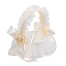 Cesta de flores de casamento de renda elegante com fitas e gravata de pérola