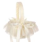 Cesta de flores de casamento elegante com pérolas e fitas de cetim
