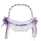 Cesta de flores de casamento, elegante decoração de pérolas de renda branca