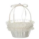 Cesta de flores de casamento elegante em marfim com acabamento em renda e pérola