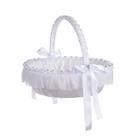 Cesta de flores de casamento para meninas branca elegante com fita e renda
