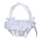 Cesta de flores de casamento para meninas branca elegante com renda e fita
