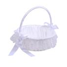 Cesta de flores de casamento para meninas branca elegante com renda e laço