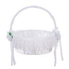 Cesta de flores de casamento para meninas, elegante renda branca com cetim