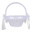 Cesta de flores de casamento para meninas, elegante renda branca com cristal P