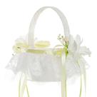 Cesta de flores de casamento para meninas, elegantes fitas de cetim de renda