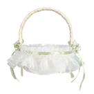Cesta de flores de casamento para meninas, fita verde de renda elegante