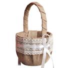 Cesta de flores de casamento, renda rústica de serapilheira com fita de cetim
