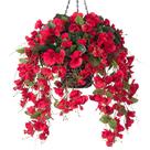 Cesta de flores de hibisco suspensas artificiais para decoração ao ar livre